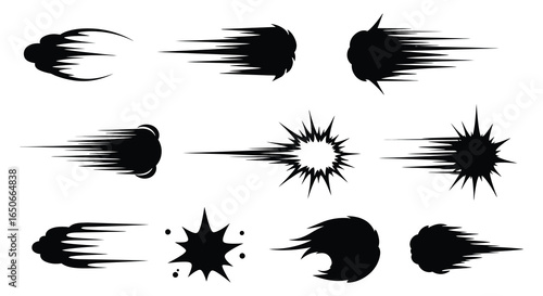 Wallpaper Mural Collection of black speed and explosion effects on white background Torontodigital.ca