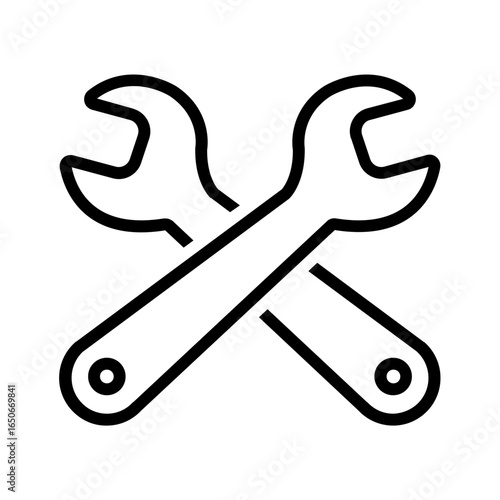 Vector black line icon for Wrench