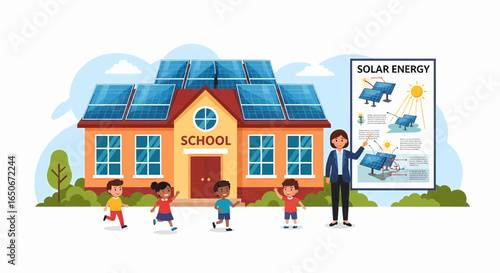 Inspiring Young Minds School Children Learn About Sustainable Solar Energy and Renewable Power for a Brighter Future in Green Education.