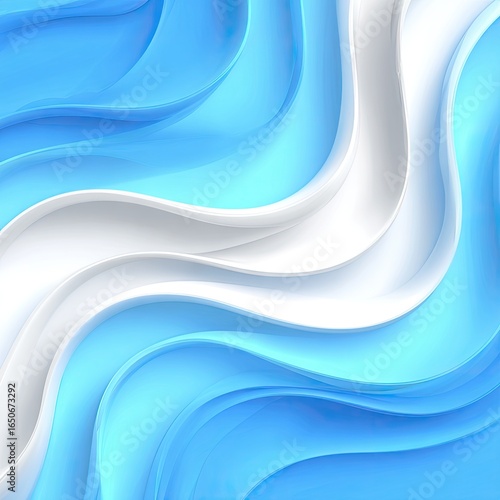 Abstract wavy shapes in light blue and white