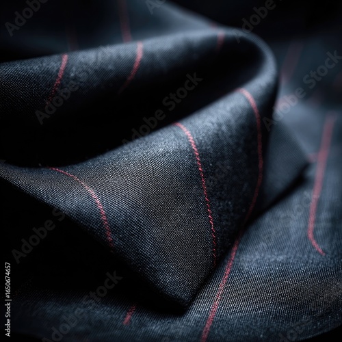 Close-up of dark fabric with red lines
