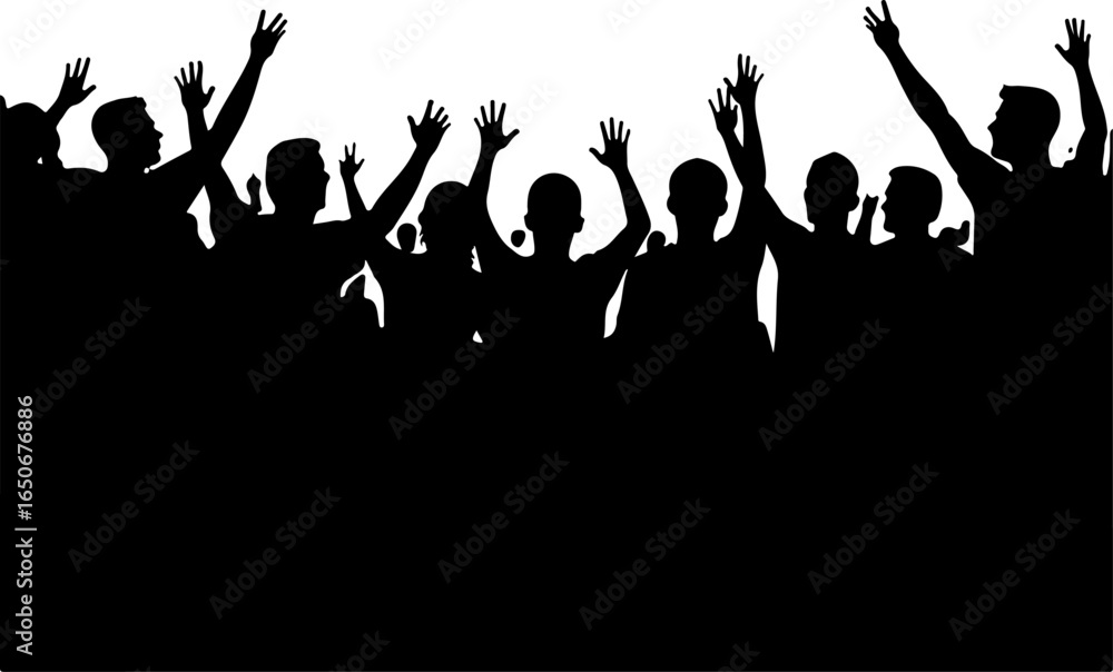 Obraz premium group of people holding flag, silhouette, people, party, dance, crowd, vector, music, illustration, disco, group, dancing, woman, fun, art, design, concert, black, celebration, audience, hand, men, cl