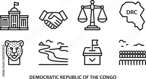 Democratic Republic of the Congo Governmental and Legal Icons Representing Governance