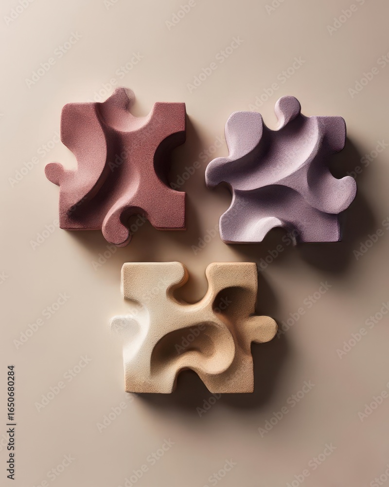 Obraz premium Abstract Sculptural Puzzle Pieces