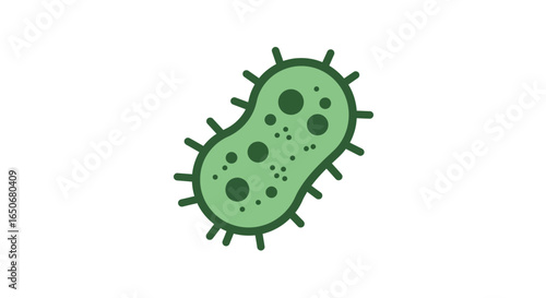 Green Cartoon Illustration of a Germ or Bacterium Isolated on a White Background