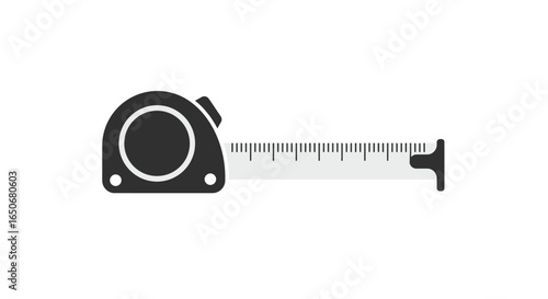 Vector illustration of a retractable measuring tape. A symbol of precision, size, and dimensions for construction, engineering, and DIY projects.