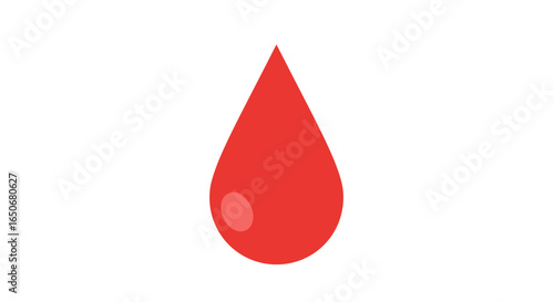 Minimalist flat icon of a single red blood drop, a universal symbol for donation, health awareness, and the essence of life.