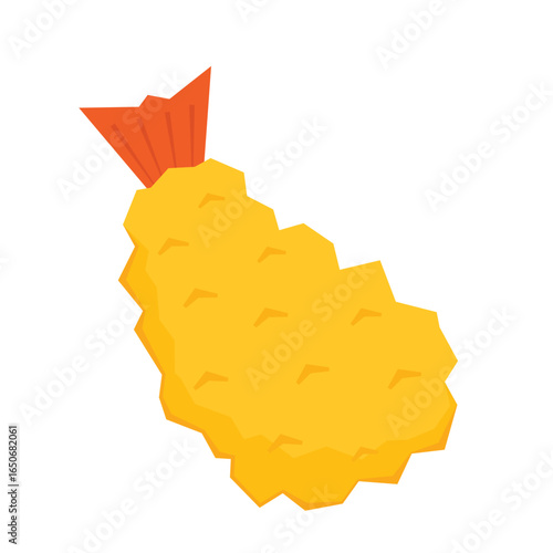 Tempura fried shrimp vector isolated illustration. Tempura fried shrimp on white background.