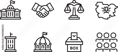 Governmental Structures and Legal Symbols Representing Governance and Democratic Processes