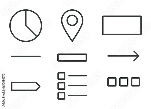 Modern Infographic Icons. Outline icon set of flat infographic elements: pie section, icon marker, title box, Free Download Modern Infographic Icons. Outline icon set of flat infographic elements: pie section, icon marker, title box, - GFXLoad