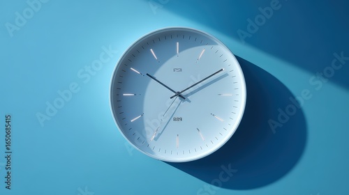 Wallpaper Mural White Round Wall Clock Light Blue Background Minimalist Timepiece isolated on a transparent background Torontodigital.ca