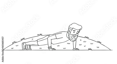 Man Doing Push Ups Outdoors Fitness Illustration