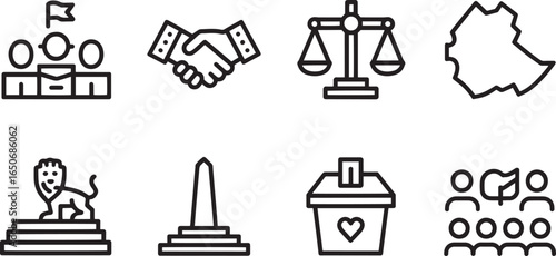 Parliament Building Icon Depicting Governmental Representation and Legislative Power