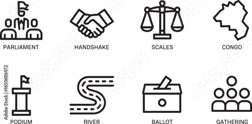 Parliamentary Governance Icon Depicting Democratic Assembly and Legislative Process in Government