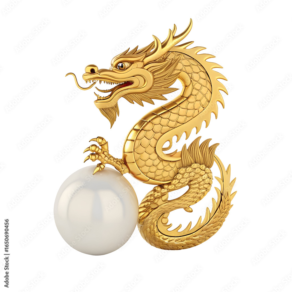 Obraz premium golden dragon on white background