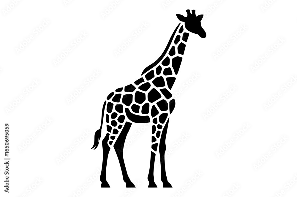 Obraz premium Silhouette illustration of a giraffe with a long neck and distinctive black spots pattern design