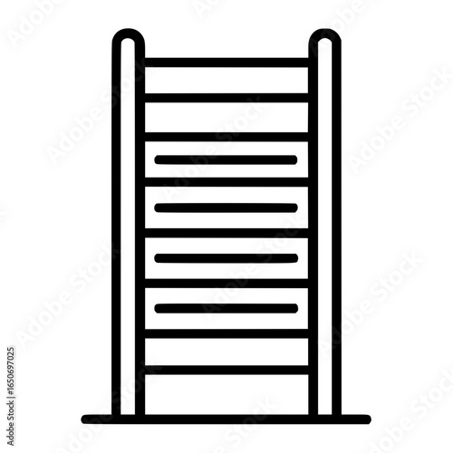 Black outline drawing of a heated towel radiator for bathroom use
