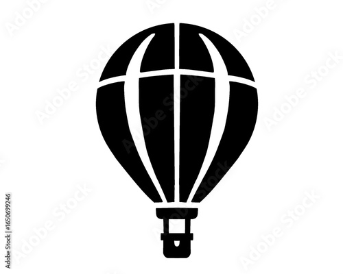 Hot air balloon silhouette, icon isolated on white background
