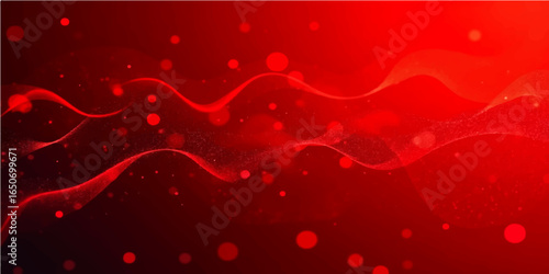 Vector art of flowing red blood cells and holiday romance hearts on a vibrant background