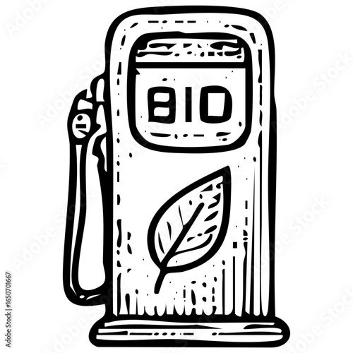 Biofuel pump eco icon hand-drawn vintage sketch vector