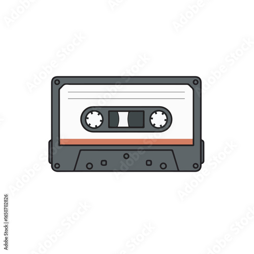 Cassette Tape Retro Music Audio Vintage Recording Media Cartoon Vector Icon Illustration. Vintage Objects Icon Concept Isolated Premium Vector. Flat Cartoon Style