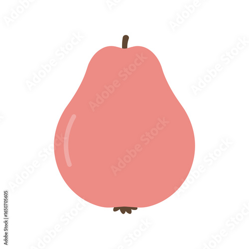 Pink Guava Fruit with Brown Stem Cartoon Vector Icon Illustration. Tropical Exotic Fruit Food Object Icon Concept Isolated Premium Vector. Flat Cartoon Style