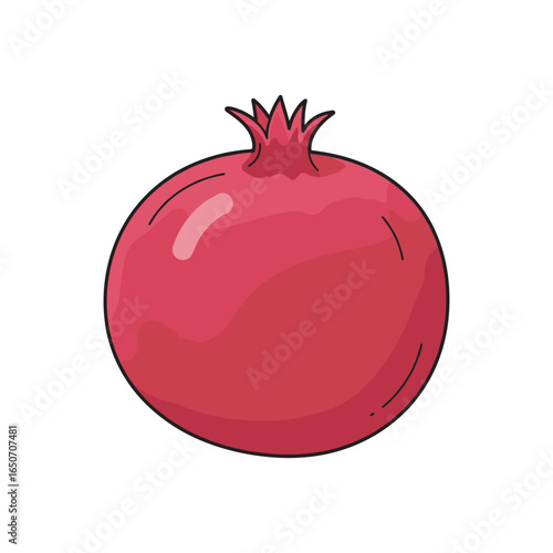 Red Pomegranate Fruit Cartoon Vector Icon Illustration. Antioxidant Superfruit Food Object Icon Concept Isolated Premium Vector. Flat Cartoon Style