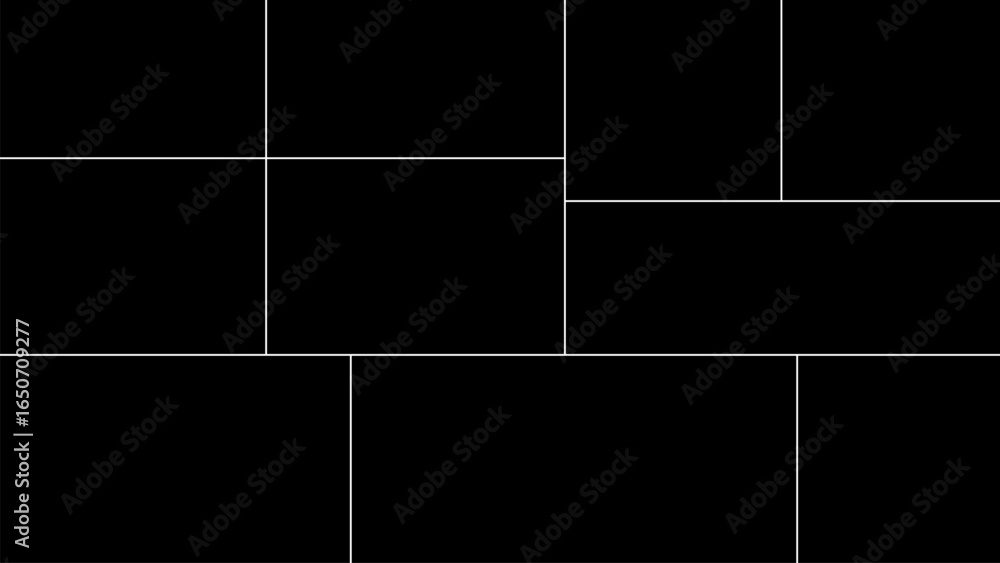 Old elegant album for 10 pictures. Vector collage template on black background. Futuristic layout for gallery photo. Image frame for mood board. Memory wall.