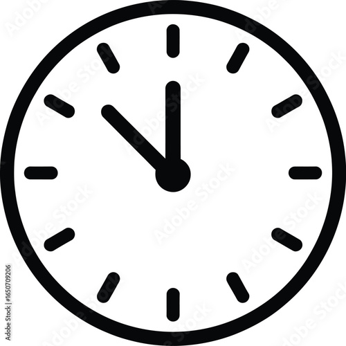 Simple Analog Clock Depicting Time on Transparent Background