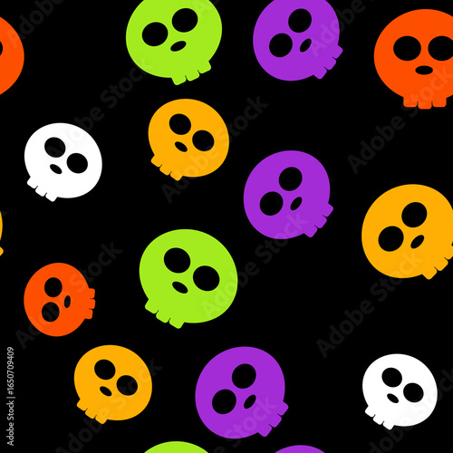 Bright Neon Halloween Seamless Pattern, Retro Halloween Background
