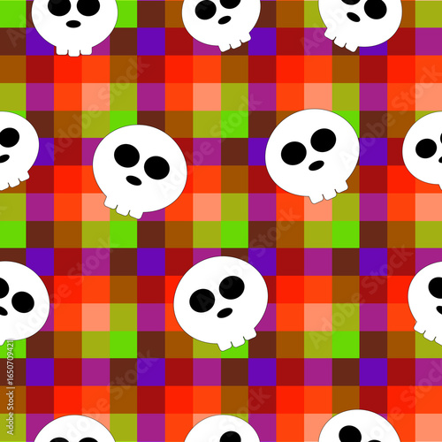 Bright Neon Halloween Seamless Pattern, Retro Halloween Background
