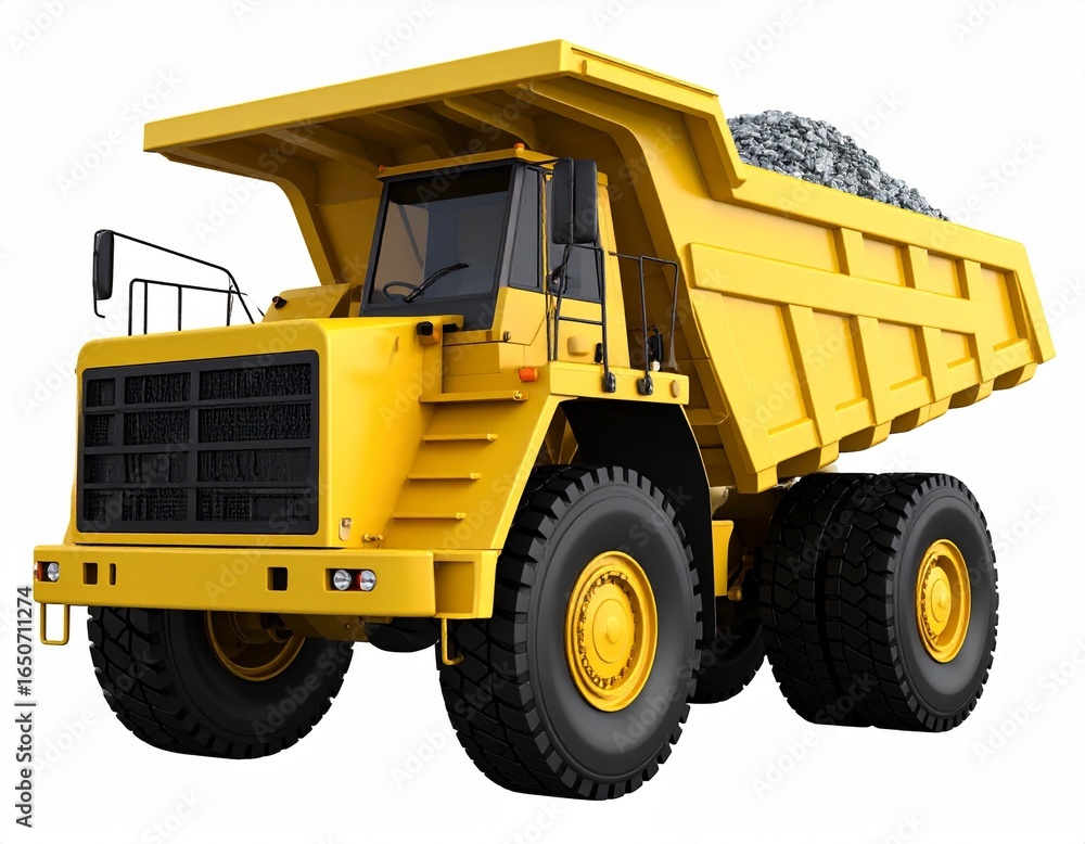 Large Mining Dump Truck Hauling Coal on white background Large Mining Dump Truck Hauling Coal on white background