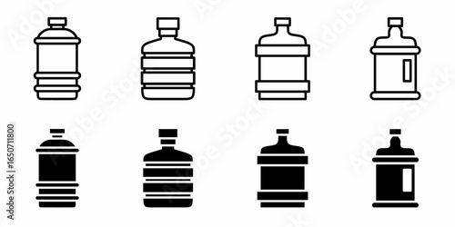 Gallon. Vector collection of gallon icon illustrations. Black icon design.
