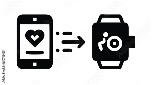 Smartphone and Smartwatch Icons for Fitness Tracking EPS Vector