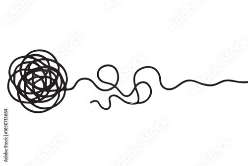 line transformation, journey of thought, mental untangling, creative flow, abstract art, thinking process psychotherapy medical icons
