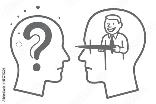 introspective dialogue, mental conflict and resolution, mind exploration, thought process, mental health, emotional clarity psychotherapy medical icons