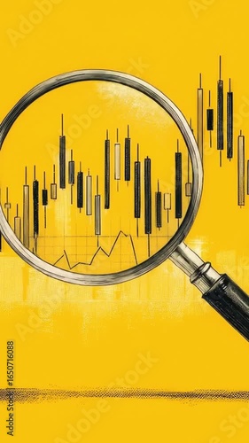 Magnified Stock Chart on Vivid Yellow