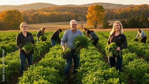 Harvesting Fresh Greens in Vibrant Autumn Fields