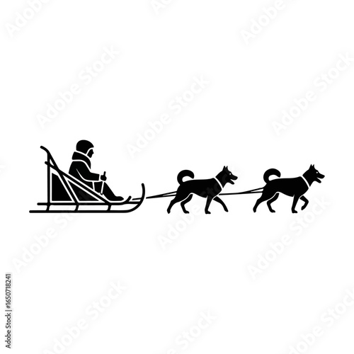 Dog Sled Husky Silhouette Icon Arctic Vector