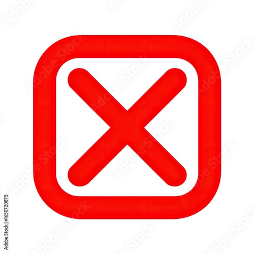 Red square icon with a large red 