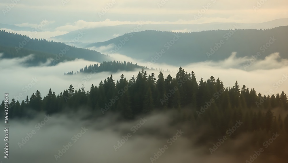Fototapeta premium misty morning in the mountains