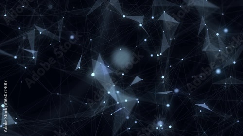 Technology network connection artificial intelligence. Abstract business design. Futuristic blue grid neural networks. Motion big data on space. Virtual cyber security background. 3D rendering.