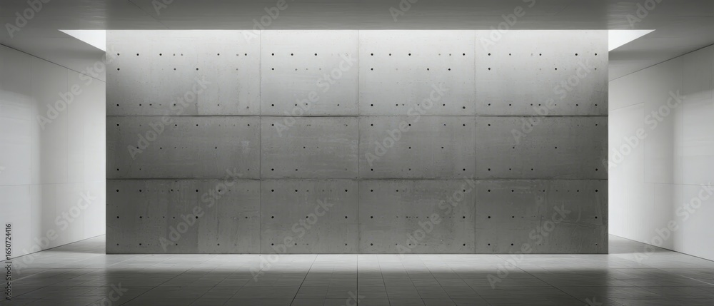 Obraz premium Minimalist Interior with Concrete Wall and Recessed Lighting
