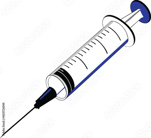 Medical syringe with needle ready for injection, symbolizing healthcare, treatment, and scientific advancement