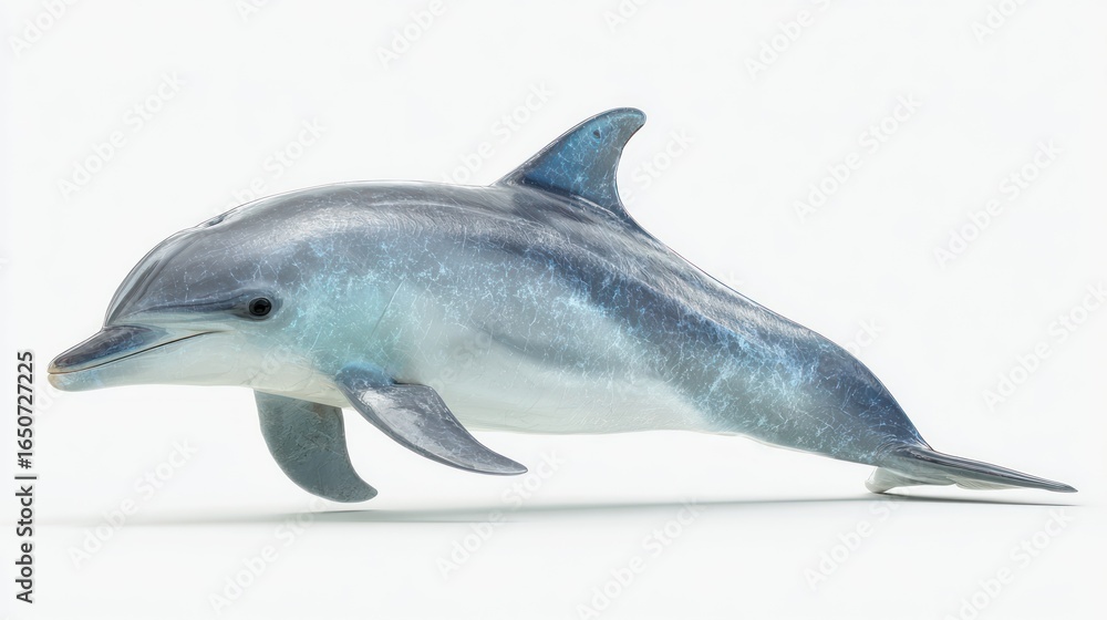 Obraz premium Dolphin in mid-leap, light blue tones