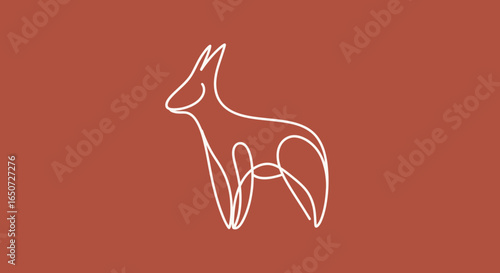 Elegant White Line Art of a Graceful Deer Standing Still