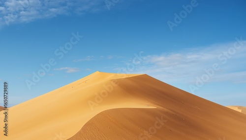 Fototapeta Naklejka Na Ścianę i Meble -  Golden Sand Dunes Under a Bright Blue Sky A Majestic Landscape in the Desert.
