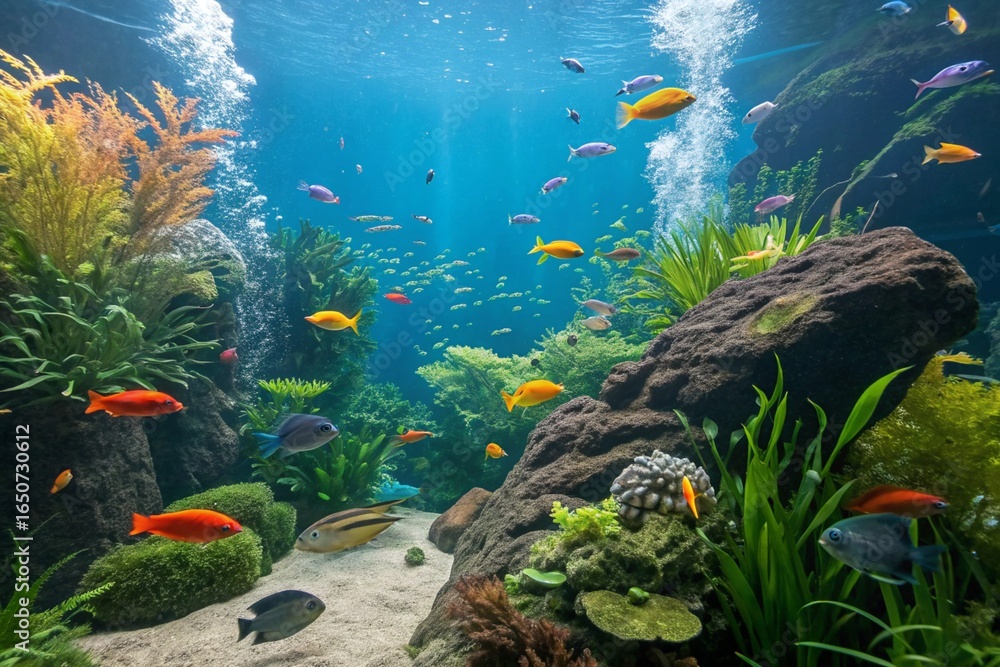 Fototapeta premium Colorful School of Fish in a Vibrant Underwater Garden