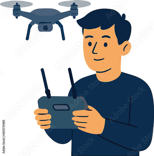 Drone pilot operating a controller Illustration