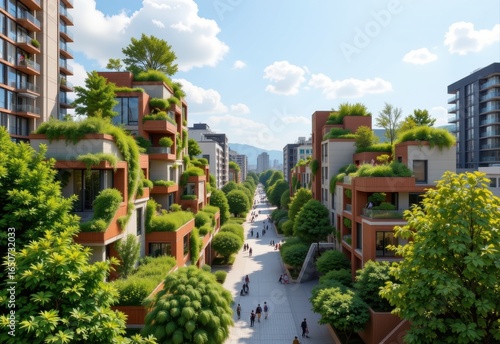 Wallpaper Mural design a sustainable urban environment integrating green infrastructure including parks rooftop gardens vertical forests green streets and community gardens reducing pollution absorbing carbon improvi Torontodigital.ca